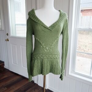 Old Navy Womens Tunic Sweater Sz S Green Fairycore Cottagecore Goblincore Earthy